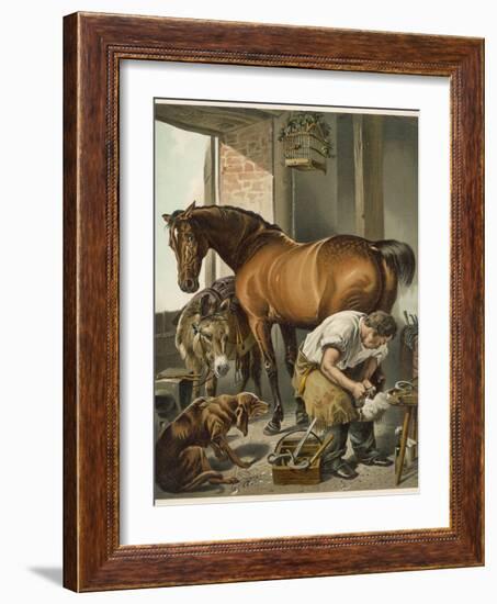 Blacksmith Puts a New Shoe on a Bay Mare-Edwin Henry Landseer-Framed Photographic Print