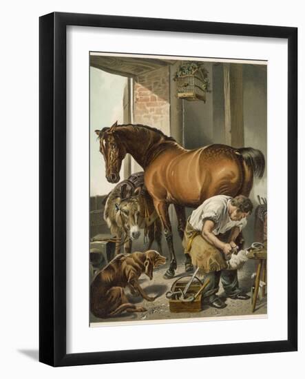 Blacksmith Puts a New Shoe on a Bay Mare-Edwin Henry Landseer-Framed Photographic Print