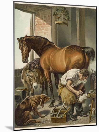 Blacksmith Puts a New Shoe on a Bay Mare-Edwin Henry Landseer-Mounted Photographic Print
