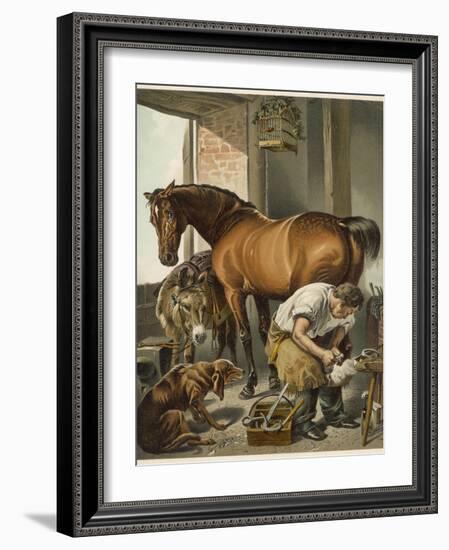 Blacksmith Puts a New Shoe on a Bay Mare-Edwin Henry Landseer-Framed Photographic Print