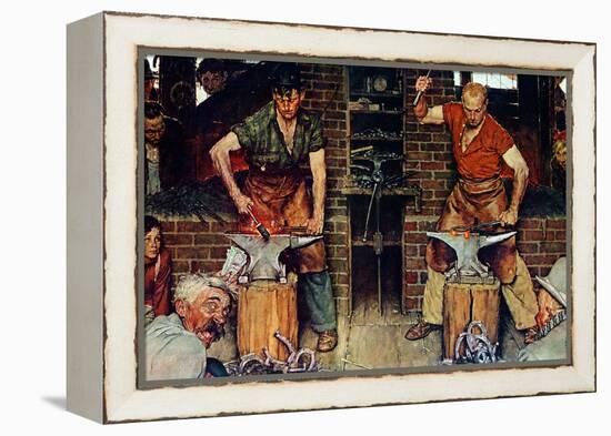 Blacksmith's Boy-Heel and Toe-Norman Rockwell-Framed Premier Image Canvas