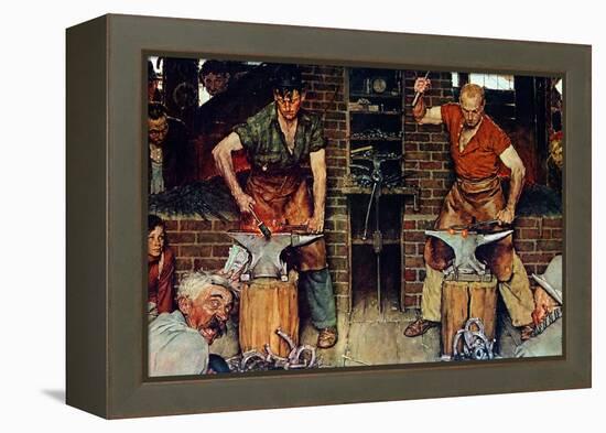 Blacksmith's Boy-Heel and Toe-Norman Rockwell-Framed Premier Image Canvas