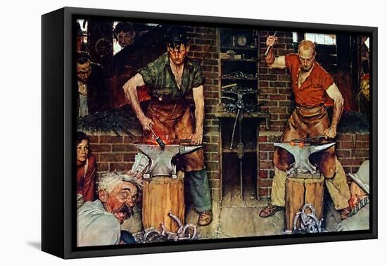 Blacksmith's Boy-Heel and Toe-Norman Rockwell-Framed Premier Image Canvas
