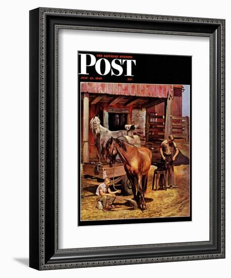 "Blacksmith," Saturday Evening Post Cover, July 13, 1946-John Falter-Framed Giclee Print