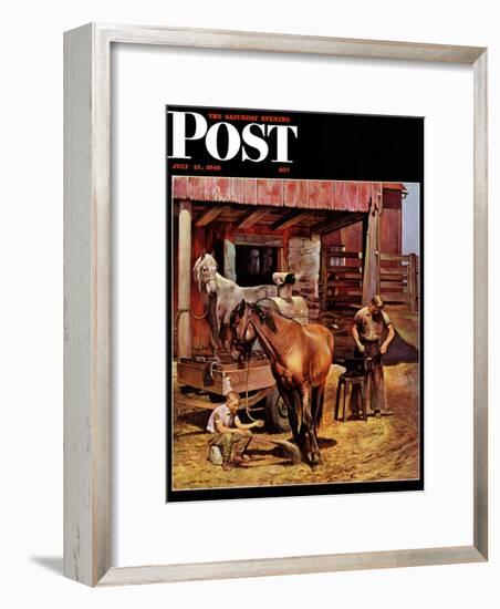 "Blacksmith," Saturday Evening Post Cover, July 13, 1946-John Falter-Framed Giclee Print