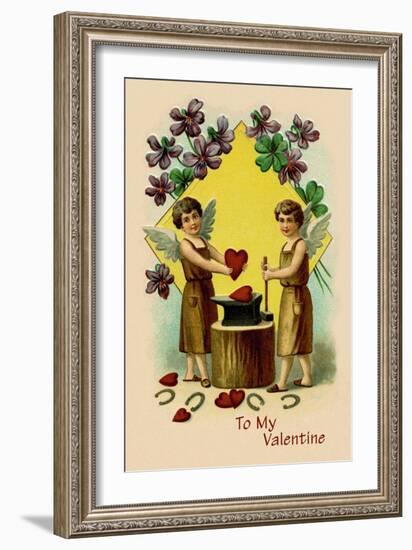 Blacksmiths Making Hearts-null-Framed Art Print