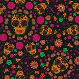 Sugar Skull Seamless Pattern-Blackspring-Art Print