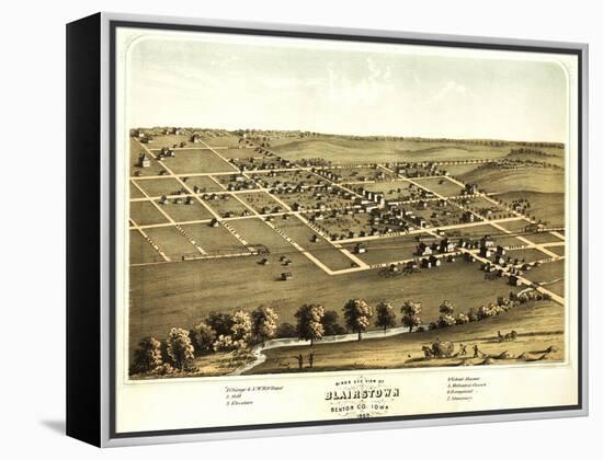 Blairstown, Iowa - Panoramic Map-Lantern Press-Framed Stretched Canvas