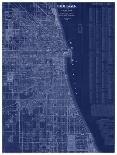 Antique Map of Chicago (blue)-Blanchard-Mounted Art Print