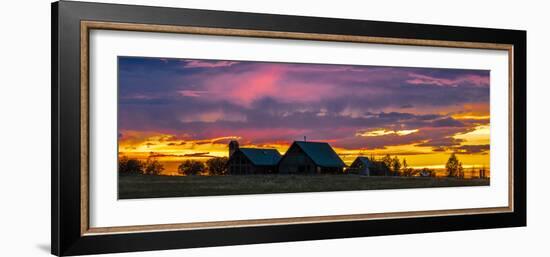 Blanchards home at Sunset, Hastings Mesa Colorado near RIDGWAY, COLORADO-Panoramic Images-Framed Photographic Print