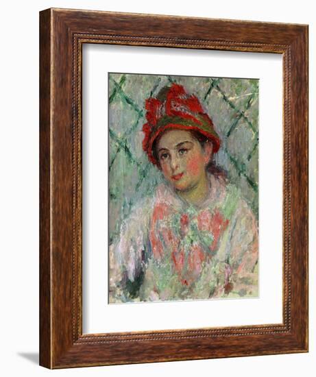 Blanche Hoschede (1865-1947), youngest daughter of Mme. Hoschede, Monet's second wife. Canvas,1880-Claude Monet-Framed Giclee Print