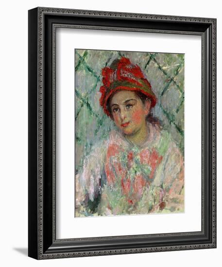 Blanche Hoschede (1865-1947), youngest daughter of Mme. Hoschede, Monet's second wife. Canvas,1880-Claude Monet-Framed Giclee Print