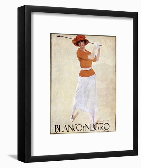 Blanco Y Negro poster with golfing theme, c1930s-Unknown-Framed Giclee Print