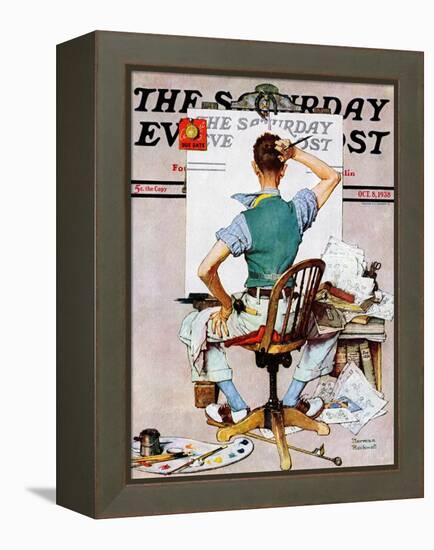 "Blank Canvas" Saturday Evening Post Cover, October 8,1938-Norman Rockwell-Framed Premier Image Canvas