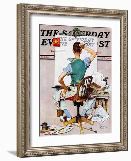 "Blank Canvas" Saturday Evening Post Cover, October 8,1938-Norman Rockwell-Framed Giclee Print