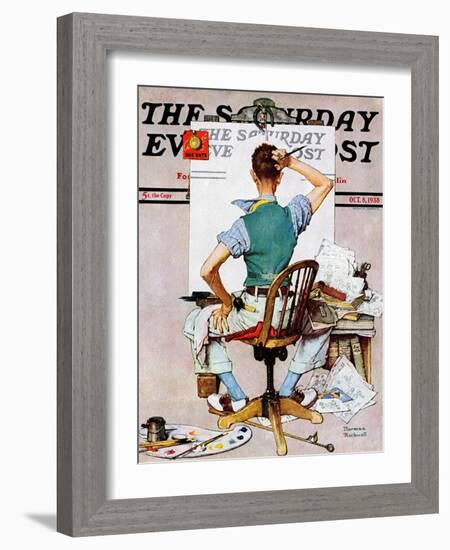 "Blank Canvas" Saturday Evening Post Cover, October 8,1938-Norman Rockwell-Framed Giclee Print