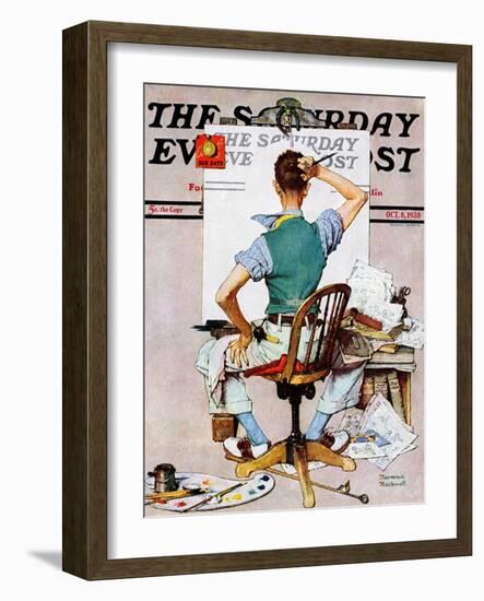 "Blank Canvas" Saturday Evening Post Cover, October 8,1938-Norman Rockwell-Framed Giclee Print