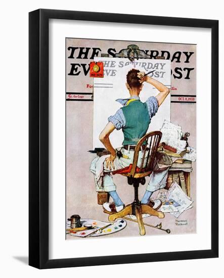 "Blank Canvas" Saturday Evening Post Cover, October 8,1938-Norman Rockwell-Framed Giclee Print