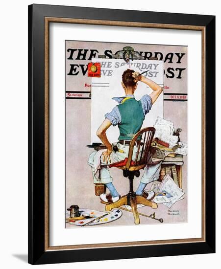 "Blank Canvas" Saturday Evening Post Cover, October 8,1938-Norman Rockwell-Framed Giclee Print