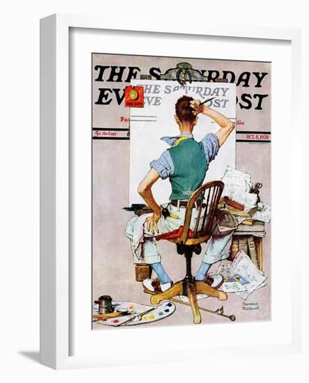 "Blank Canvas" Saturday Evening Post Cover, October 8,1938-Norman Rockwell-Framed Giclee Print