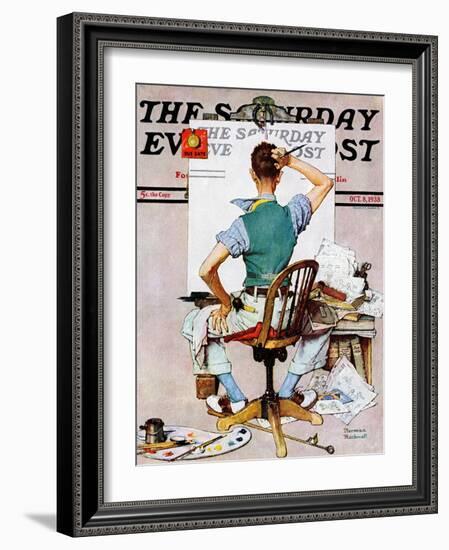 "Blank Canvas" Saturday Evening Post Cover, October 8,1938-Norman Rockwell-Framed Giclee Print