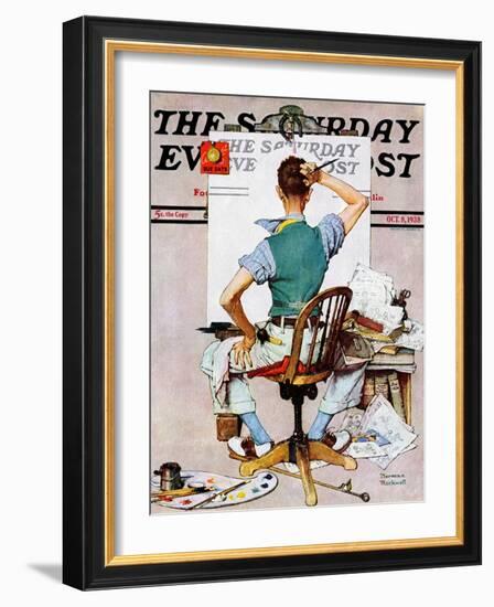 "Blank Canvas" Saturday Evening Post Cover, October 8,1938-Norman Rockwell-Framed Giclee Print