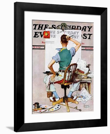 "Blank Canvas" Saturday Evening Post Cover, October 8,1938-Norman Rockwell-Framed Premium Giclee Print