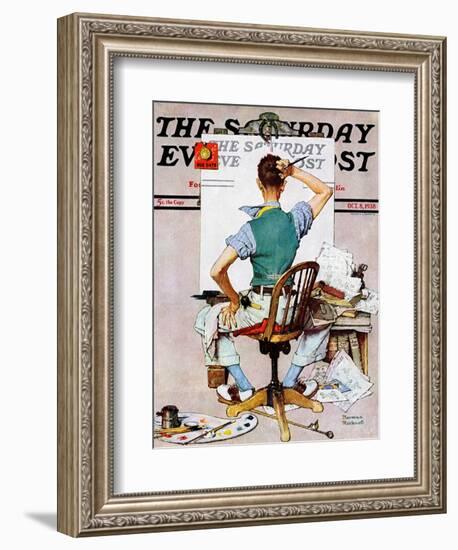 "Blank Canvas" Saturday Evening Post Cover, October 8,1938-Norman Rockwell-Framed Giclee Print