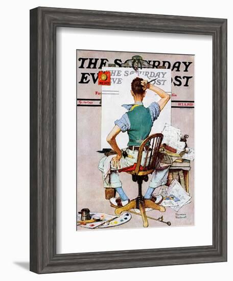 "Blank Canvas" Saturday Evening Post Cover, October 8,1938-Norman Rockwell-Framed Giclee Print