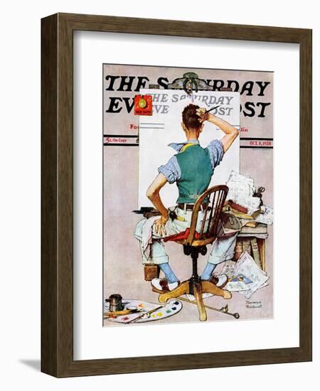 "Blank Canvas" Saturday Evening Post Cover, October 8,1938-Norman Rockwell-Framed Giclee Print