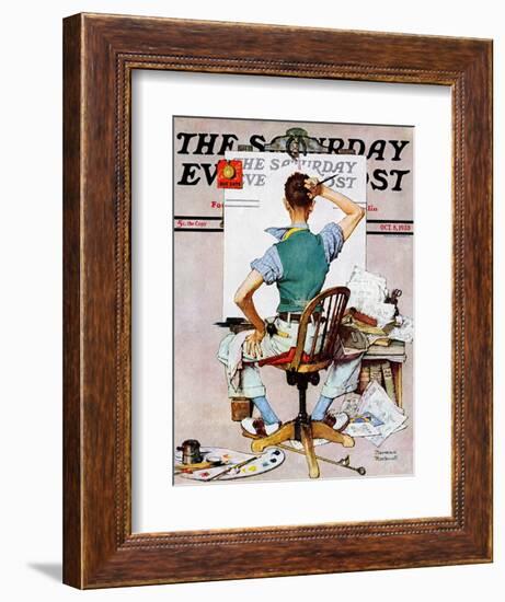 "Blank Canvas" Saturday Evening Post Cover, October 8,1938-Norman Rockwell-Framed Giclee Print