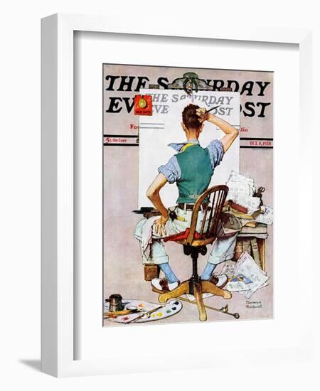 "Blank Canvas" Saturday Evening Post Cover, October 8,1938-Norman Rockwell-Framed Giclee Print