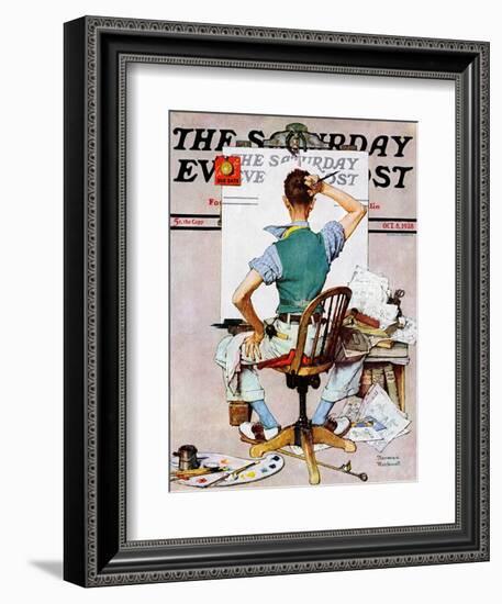 "Blank Canvas" Saturday Evening Post Cover, October 8,1938-Norman Rockwell-Framed Giclee Print