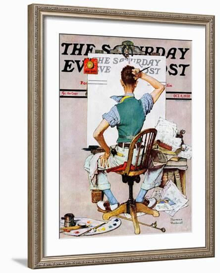 "Blank Canvas" Saturday Evening Post Cover, October 8,1938-Norman Rockwell-Framed Giclee Print