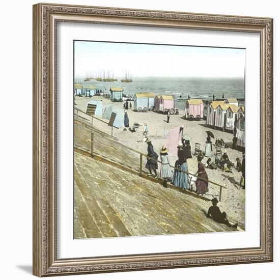 Blankenberghe (Belgium), the Beach at Swimming Time-Leon, Levy et Fils-Framed Photographic Print