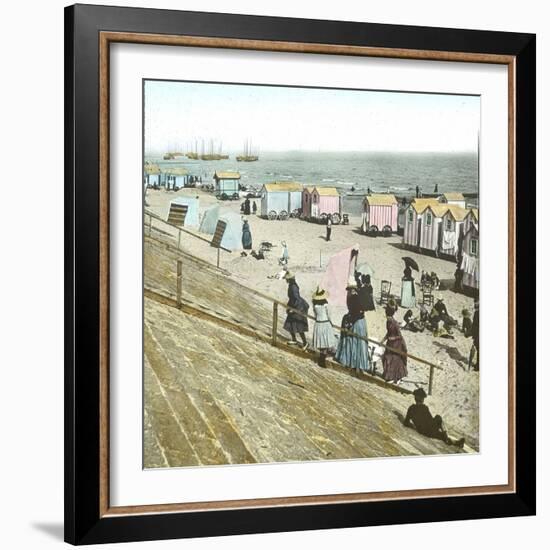 Blankenberghe (Belgium), the Beach at Swimming Time-Leon, Levy et Fils-Framed Photographic Print