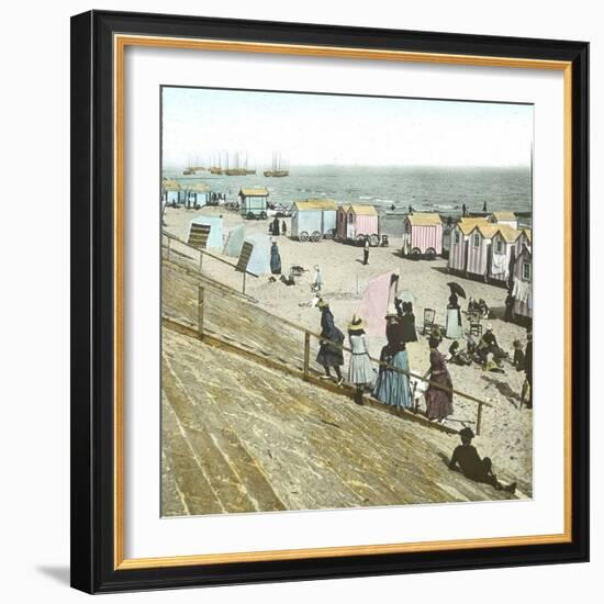 Blankenberghe (Belgium), the Beach at Swimming Time-Leon, Levy et Fils-Framed Photographic Print