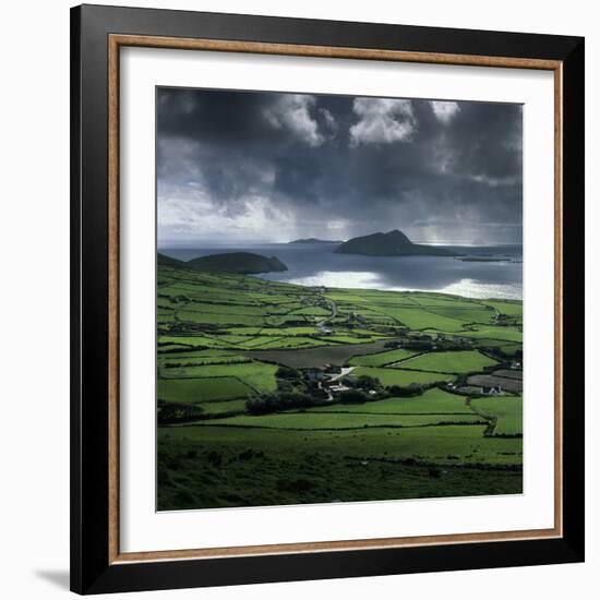 Blasket Sound to Blasket Islands and Slea Head, Dingle Peninsula, Munster, Republic of Ireland-Stuart Black-Framed Photographic Print