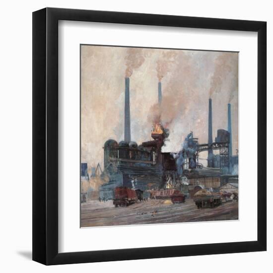 Blast Furnace of Hoesch Steel-Eugen Bracht-Framed Art Print