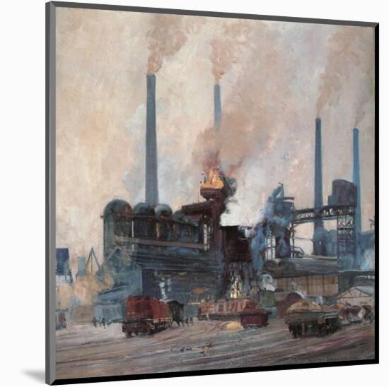 Blast Furnace of Hoesch Steel-Eugen Bracht-Mounted Art Print