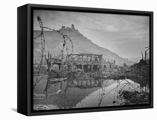 Blasted Ruins of the Town, with the Destroyed Monastery Atop Monte Cassino in the Background-George Silk-Framed Premier Image Canvas