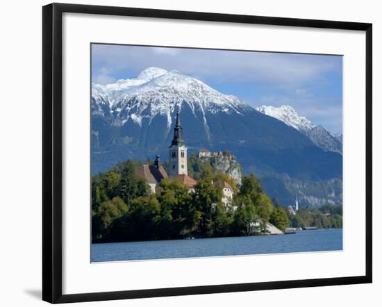 Bled Castle and Julian Alps, Lake Bled, Bled Island, Slovenia-Lisa S. Engelbrecht-Framed Photographic Print