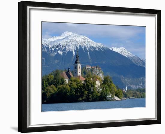 Bled Castle and Julian Alps, Lake Bled, Bled Island, Slovenia-Lisa S. Engelbrecht-Framed Photographic Print