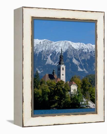 Bled Island and Julian Alps, Lake Bled, Slovenia-Lisa S. Engelbrecht-Framed Premier Image Canvas