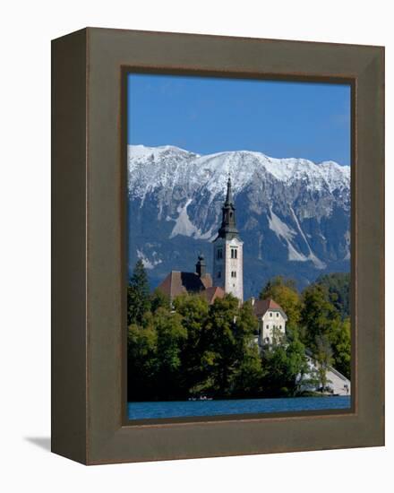 Bled Island and Julian Alps, Lake Bled, Slovenia-Lisa S. Engelbrecht-Framed Premier Image Canvas