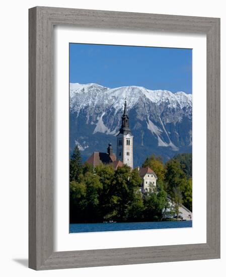 Bled Island and Julian Alps, Lake Bled, Slovenia-Lisa S. Engelbrecht-Framed Photographic Print