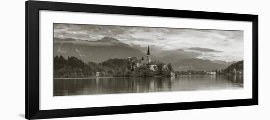 Bled Island with the Church of the Assumption and Bled Castle Illuminated at Dusk, Lake Bled-Doug Pearson-Framed Photographic Print