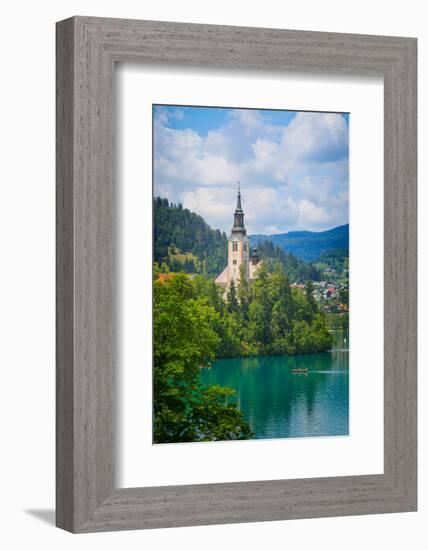 Bled, Upper Carniola, Slovenia. Church of the Assumption on Bled Island.-null-Framed Photographic Print