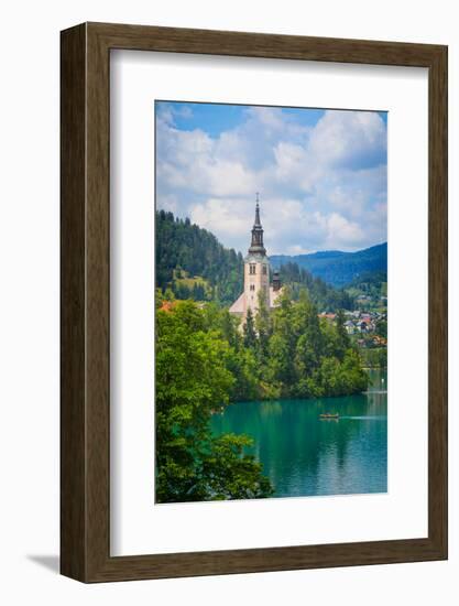 Bled, Upper Carniola, Slovenia. Church of the Assumption on Bled Island.-null-Framed Photographic Print