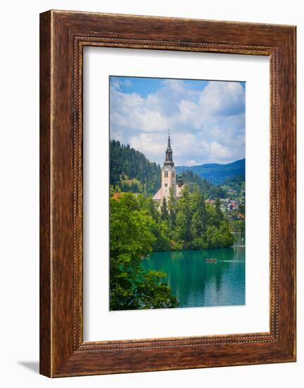 Bled, Upper Carniola, Slovenia. Church of the Assumption on Bled Island.-null-Framed Photographic Print